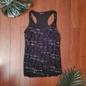 5 FOR $10 DEAL | Black Sparkle Ruffle Front Tank